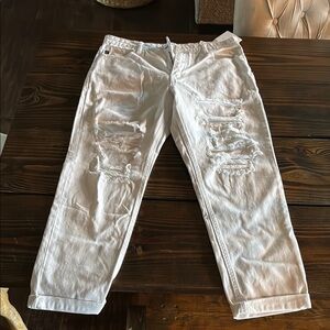 White Distressed MOM KanCan Jeans